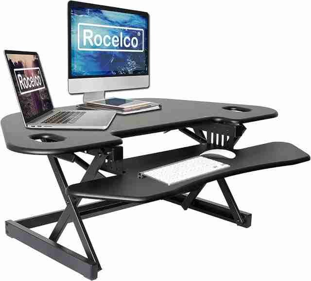 Best Corner Standing Desk Converter for Keyboard Rack Space